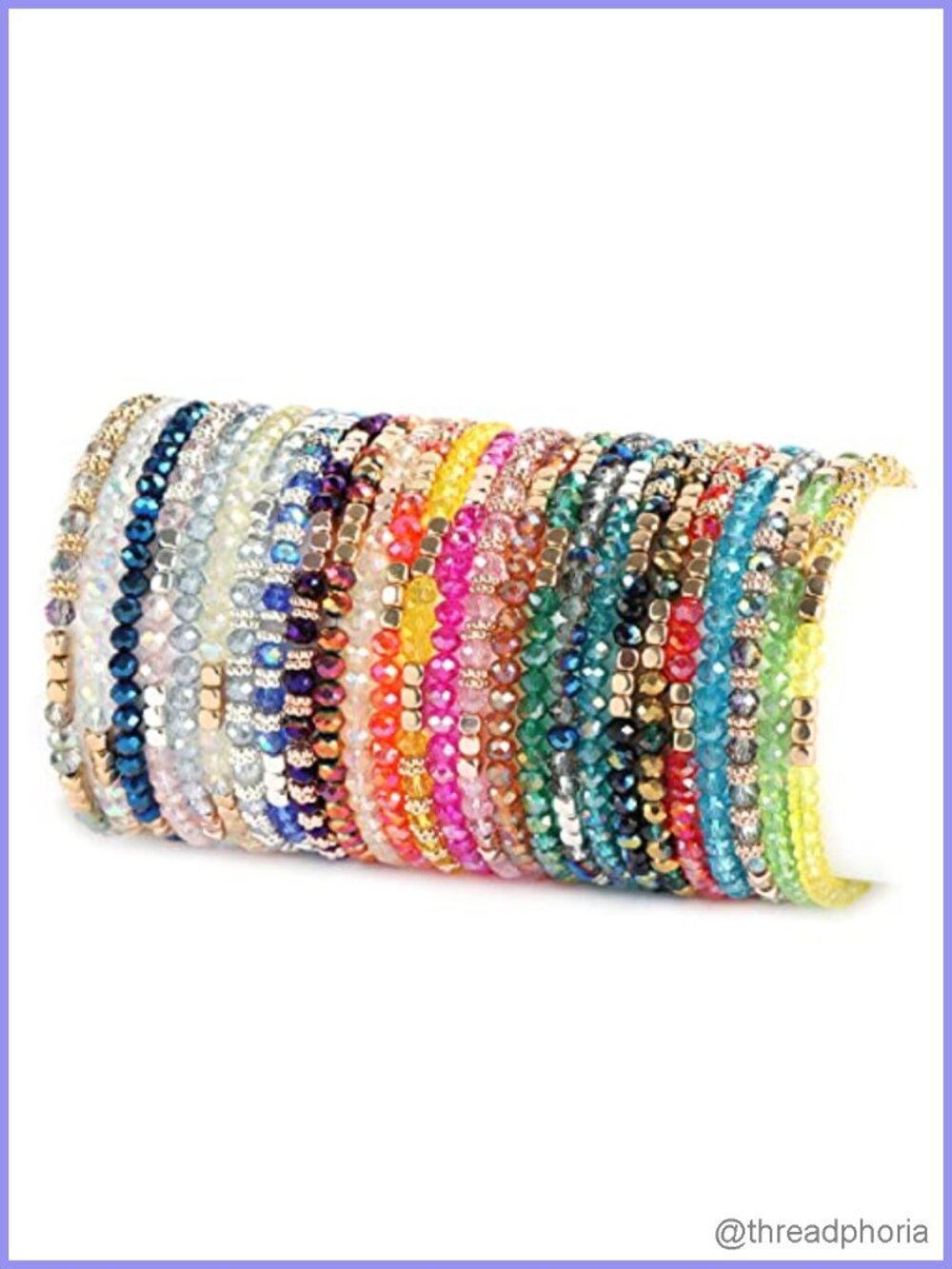Boho Glass Bead Bracelet Set - 26 Pack Stackable Stretch